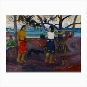 Landscape With Two Females And A Dog, Paul Gauguin Canvas Print