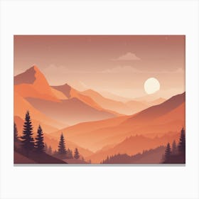 Misty mountains horizontal background in orange tone 38 Canvas Print