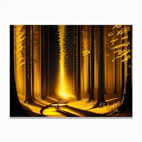 Golden Light In The Forest Canvas Print