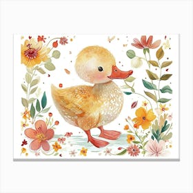 Little Floral Duck 3 Canvas Print