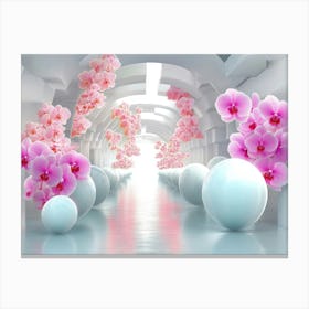 A Tunnel With Balloons And Orchids 1 Canvas Print