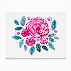 Watercolor Rose Bouquet Canvas Print