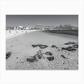 Pollensa Beach Mallorca Black And White Canvas Print