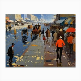 Wet Day In Melbourne 1930s Canvas Print