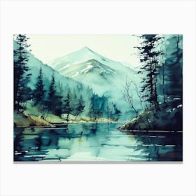 Mountain Forest Alcohol Ink Canvas Print