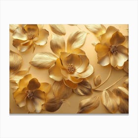 3d Gold Flowers 5 Canvas Print