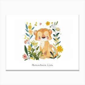 Little Floral Mountain Lion 4 Poster Canvas Print