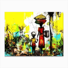 African Culture - Child And Mother Canvas Print