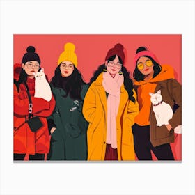 Asian Girls In Winter Coats Toile