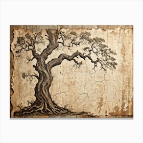 Antique Oak Tree Knot Translated Into Decorative Vintage Grunge Pattern Textures Reminiscent Of Age (5) Canvas Print