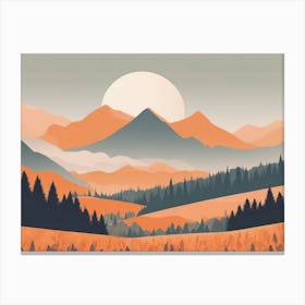 Misty mountains horizontal background in orange tone 74 Canvas Print