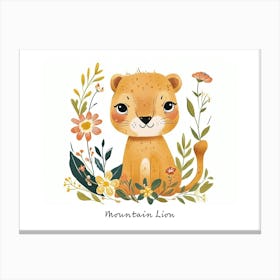 Little Floral Mountain Lion 3 Poster Canvas Print