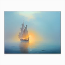 Sailboat At Sunrise Canvas Print