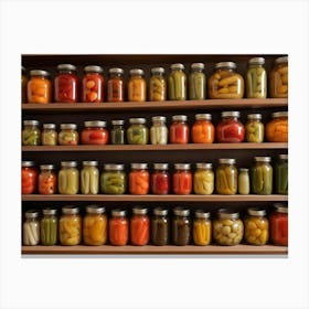 Shelves Of Preserved Vegetables 10 Canvas Print