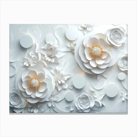 3d Rendering Abstract With Flowers Ornament And White Circles 1 Canvas Print