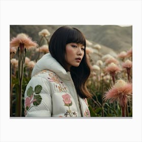 Asian Model In Flowers Canvas Print