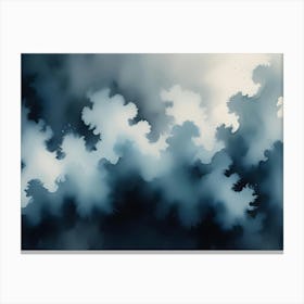 Abstract Watercolor Style Blue And White Cloud Pattern Canvas Print