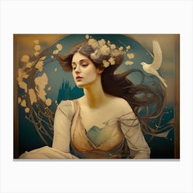 Art Nouveau Print Featuring a Girl Canvas Print