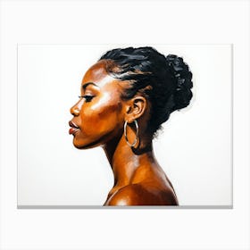 Side Profile Of Beautiful Woman Oil Painting 127 Canvas Print