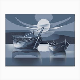 abstract fishing boats at night Canvas Print