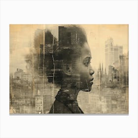 Temporal Resonances: A Conceptual Art Collection. Girl In The City Canvas Print