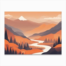 Misty mountains horizontal background in orange tone 55 Canvas Print