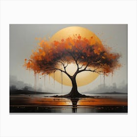 Abstract Tree Painting at sunset Canvas Print