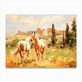 Horses Painting In Siena, Italy, Landscape 3 Canvas Print