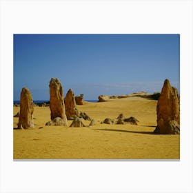 Nature's Sculpted Wonders, The Pinnacles Rocks At Nambung National Park Canvas Print