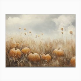 Pumpkins In The Field Canvas Print