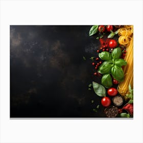 Pasta On A Black Background 1 Canvas Print