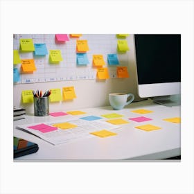 Calendar Brimming With Multicolored Post It Notes Varying Sizes Each Inscribed With Urgent Reminde (2) Canvas Print