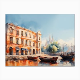 Watercolor Of A City Canvas Print