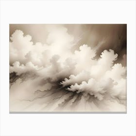 Abstract Fractal Art With Swirling, Cloud Like Formations In Shades Of Sepia, Creating A Sense Of Depth, Texture, And Ethereal Beauty Canvas Print