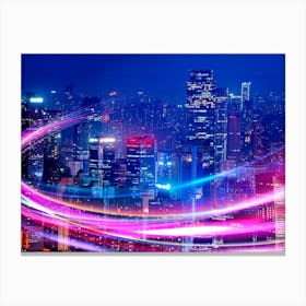 Neon city: China (synthwave/vaporwave/retrowave/cyberpunk) — aesthetic poster Canvas Print