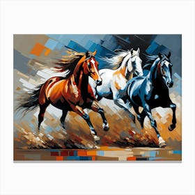 Modern Horse Art, 3 horses 1 Canvas Print
