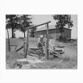 Tenant Farmer Drawing Water At Well, This Woman (Her Husband Died Several Months Ago) And Her Three Grown Son Canvas Print