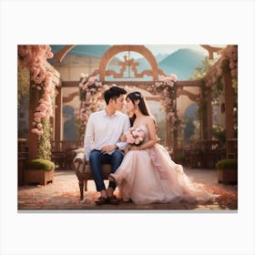 Dreamshaper V7 Two Couple Together Sweet Place Portrait Backg 2 Canvas Print