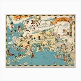 Alaska Vintage Pictorial Map Canvas Print