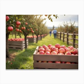 Crates Of Red Apples In An Orchard 9 Canvas Print