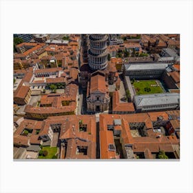 Basilica of San Gaudenzio. Traditional Italian roofs from above. Novara. Piedmont. Italy. Aerial  photography Canvas Print