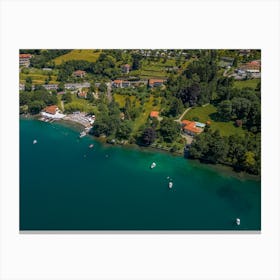 Top view of the houses by the lake. Lake Orta. Italy. Canvas Print