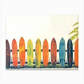 Surfboards On Fence Canvas Print