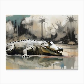 Afrika Safari Scene with Alligator Canvas Print