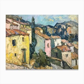 Sunny Hillside Town Painting Inspired By Paul Cezanne Canvas Print