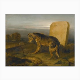 Vintage Dog At The Grave Canvas Print