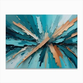 Abstract Digital Art Piece Features A Dynamic And Energetic Composition Of Bold, Contrasting Brushstrokes In Shades Of Turquoise, Teal, Beige, And White Canvas Print