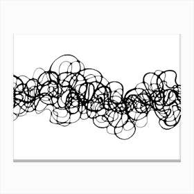 Abstract wavy line composition / Hand Drawn / Black&White Canvas Print