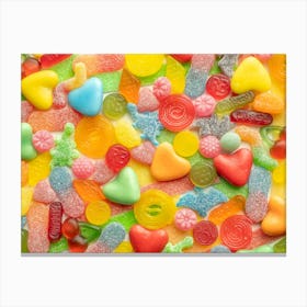 Rainbow colors sugar sweets with dinosaurs - great for a kids room - Fun food photography by Christa Stroo Photography Canvas Print