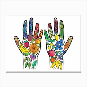 Hands With Fruits And Vegetables Canvas Print